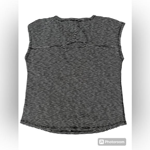 T‎ by Talbots ruched back sleeveless 100% cotton striped tee top black white XL - Picture 3 of 7